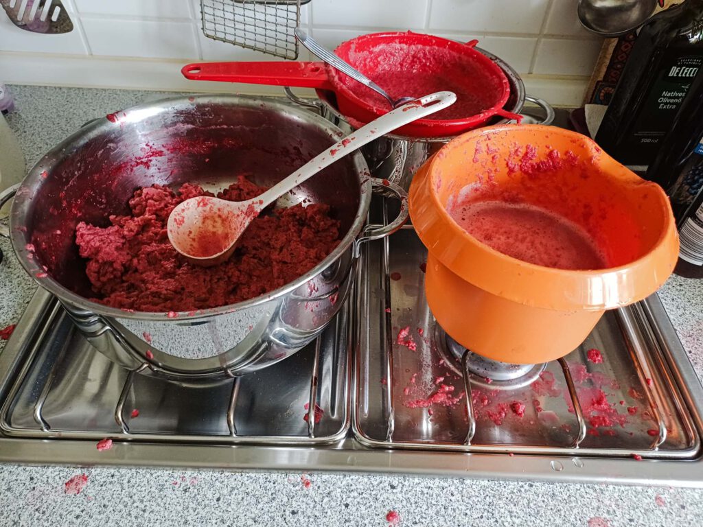 Kornelkirschen entkernen, welch Sauerei!